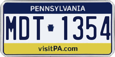 PA license plate MDT1354