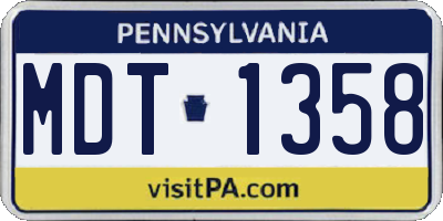 PA license plate MDT1358