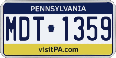 PA license plate MDT1359