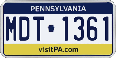 PA license plate MDT1361