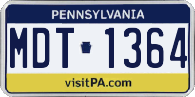 PA license plate MDT1364