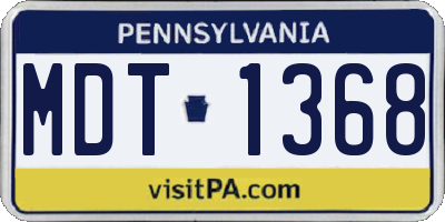 PA license plate MDT1368