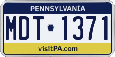 PA license plate MDT1371