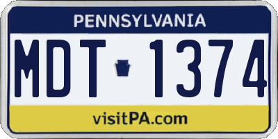 PA license plate MDT1374