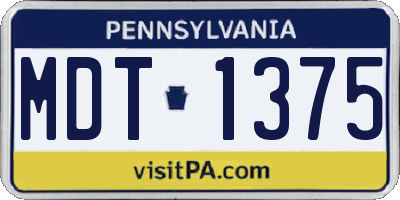 PA license plate MDT1375