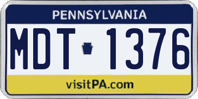 PA license plate MDT1376