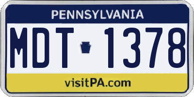 PA license plate MDT1378