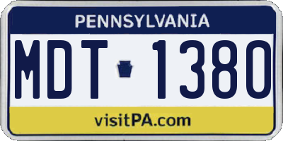 PA license plate MDT1380