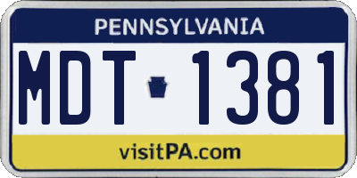 PA license plate MDT1381
