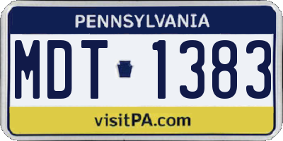 PA license plate MDT1383