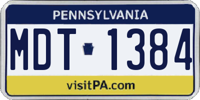 PA license plate MDT1384