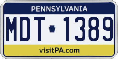 PA license plate MDT1389