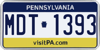 PA license plate MDT1393