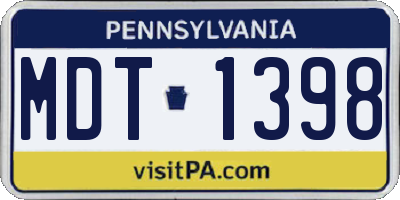 PA license plate MDT1398
