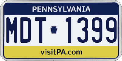 PA license plate MDT1399
