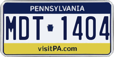 PA license plate MDT1404