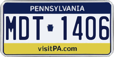 PA license plate MDT1406