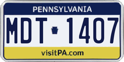 PA license plate MDT1407