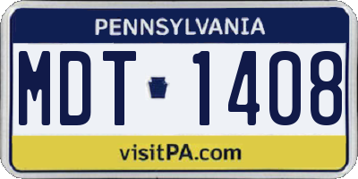 PA license plate MDT1408