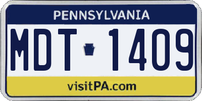 PA license plate MDT1409
