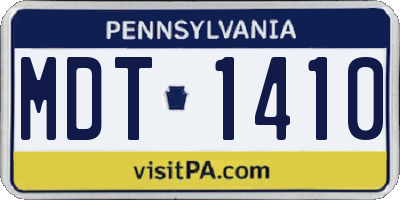 PA license plate MDT1410