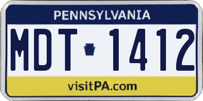 PA license plate MDT1412
