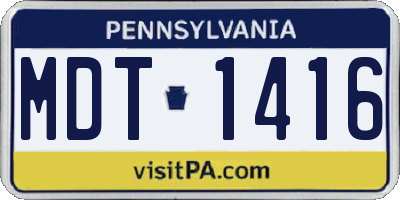 PA license plate MDT1416