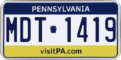 PA license plate MDT1419