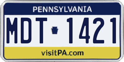 PA license plate MDT1421