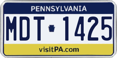 PA license plate MDT1425