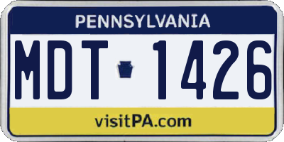 PA license plate MDT1426