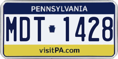 PA license plate MDT1428
