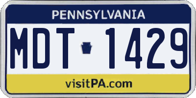 PA license plate MDT1429