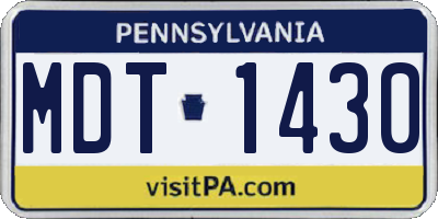 PA license plate MDT1430