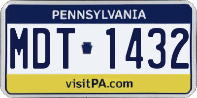 PA license plate MDT1432
