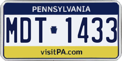 PA license plate MDT1433