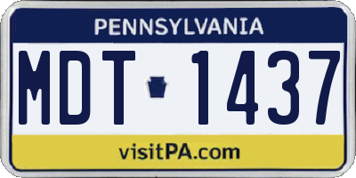 PA license plate MDT1437