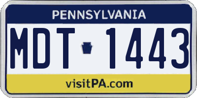 PA license plate MDT1443