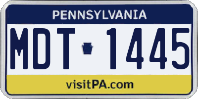 PA license plate MDT1445