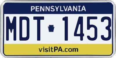 PA license plate MDT1453