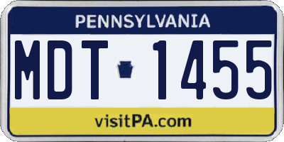 PA license plate MDT1455