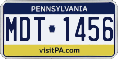 PA license plate MDT1456