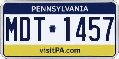 PA license plate MDT1457