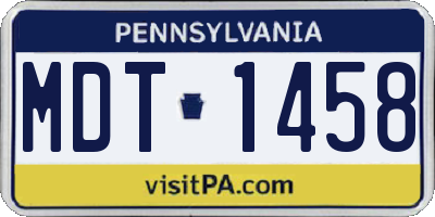PA license plate MDT1458