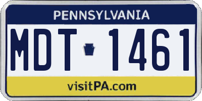 PA license plate MDT1461
