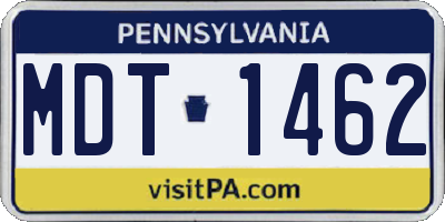 PA license plate MDT1462