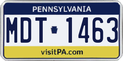 PA license plate MDT1463