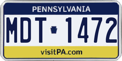 PA license plate MDT1472
