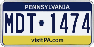 PA license plate MDT1474