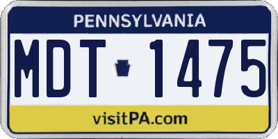 PA license plate MDT1475